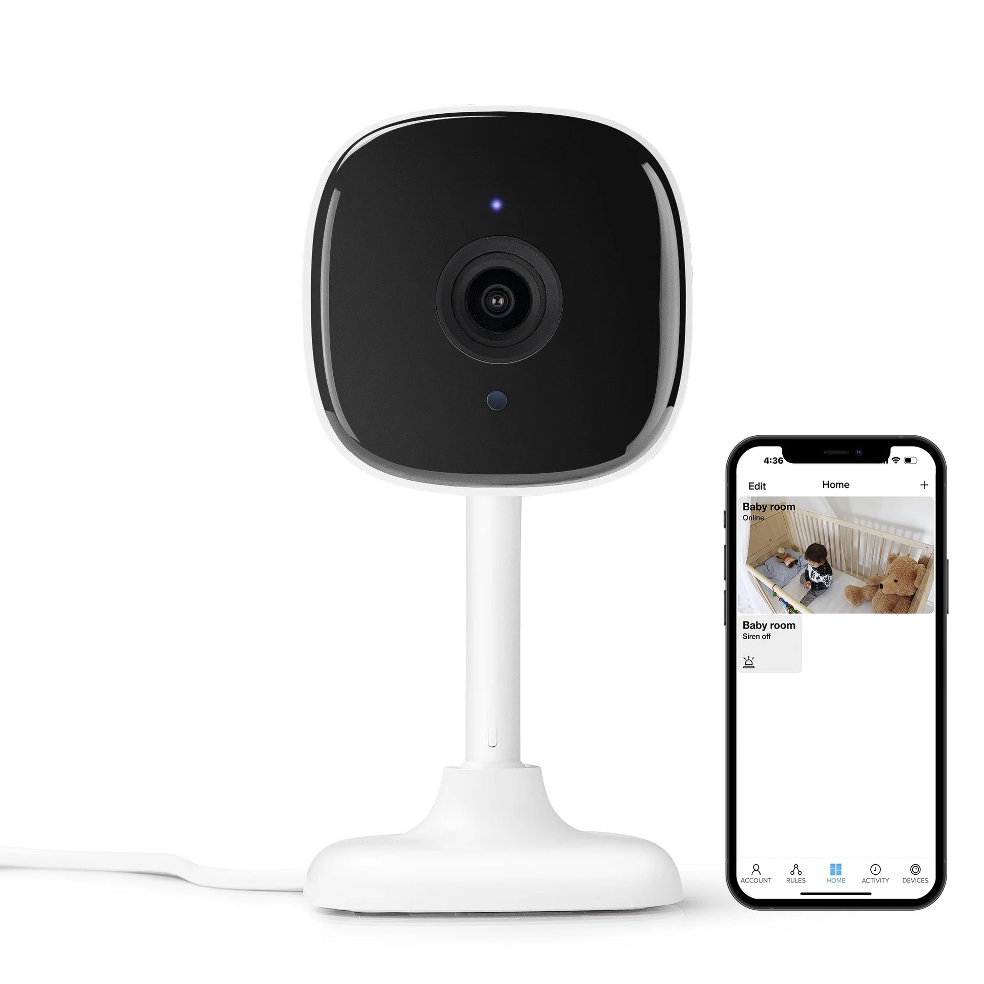(2 Pack)  Indoor Camera 1080P - Wi-Fi Security Cam with Night Vision, White (1-Pack)