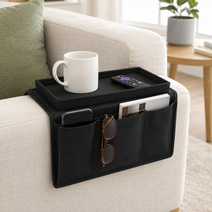 ARMCHAIR Remote Control Holder Sofa Arm Rest Organizer Caddy Table